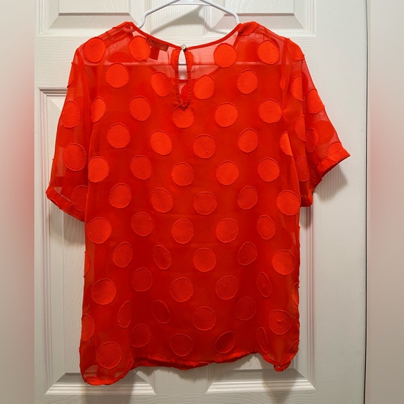 Vince Camuto Sheer Monochromatic Polka Dot Top Size Medium - Picture 2 of 4